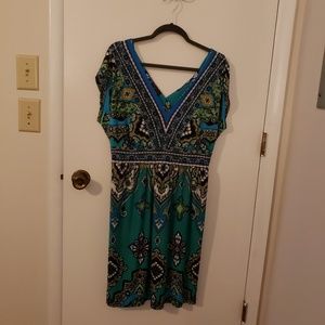 Gorgeous blue/green low v dress sz XL